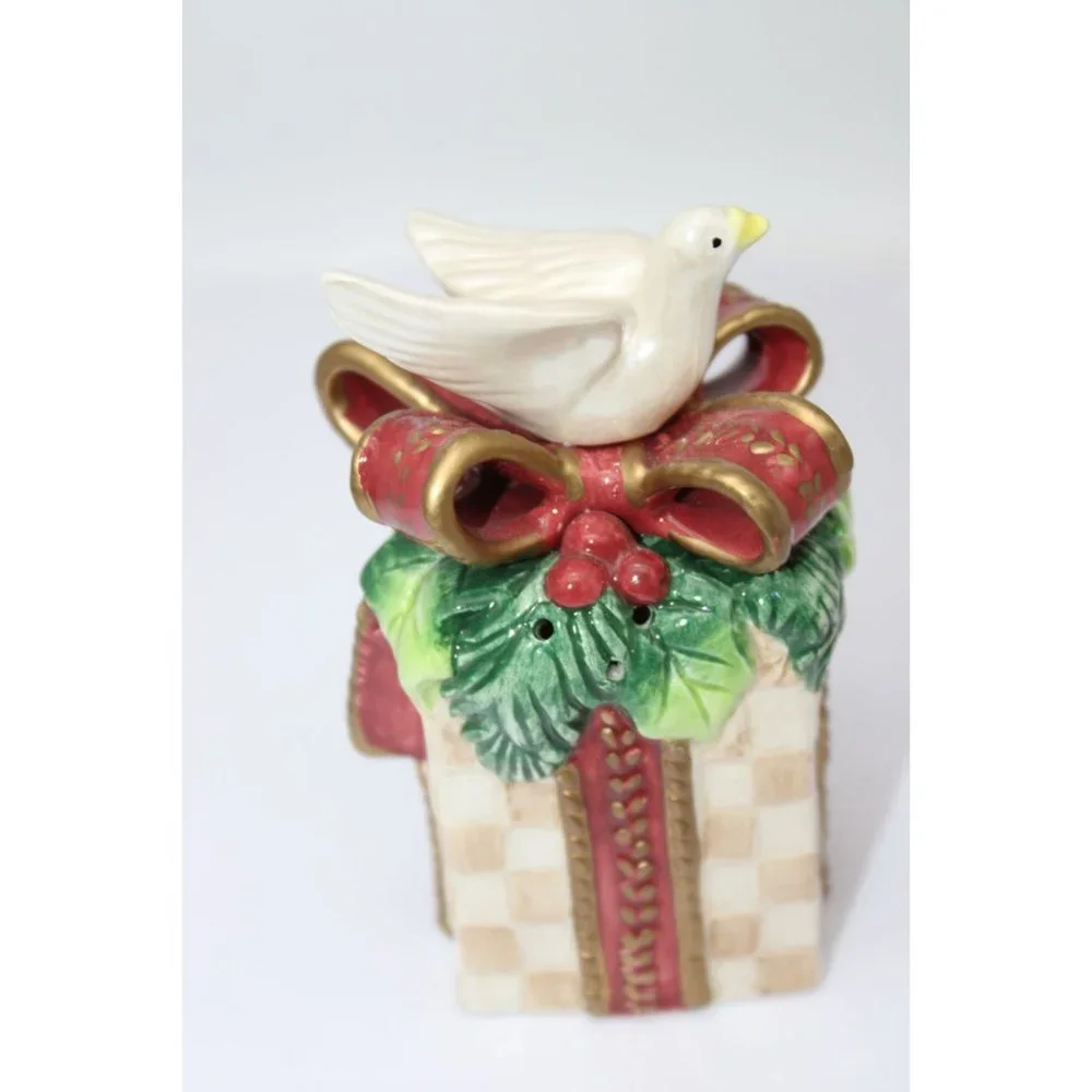 Salt & Pepper Shakers - Fitz & Floyd Gregorian Horse in Stocking & Dove on Gift